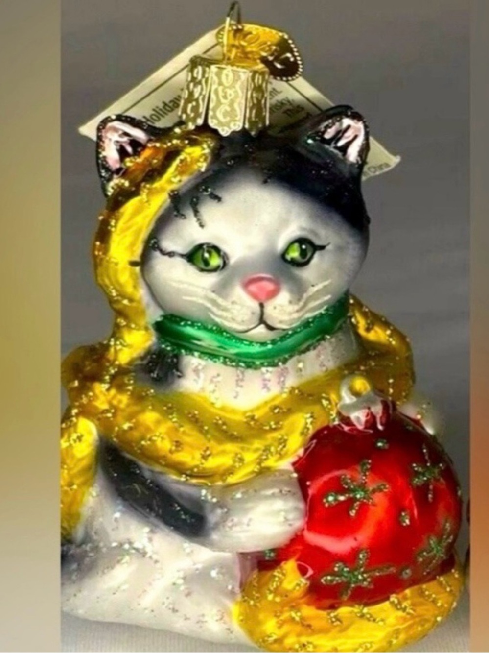 MERCK FAMILY /Old world CHRISTMAS
CAT KITTEN ORNAMENT.